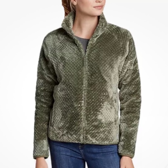 Olive Green Alpine Plush Full Zip Jacket - Picture 1 of 3